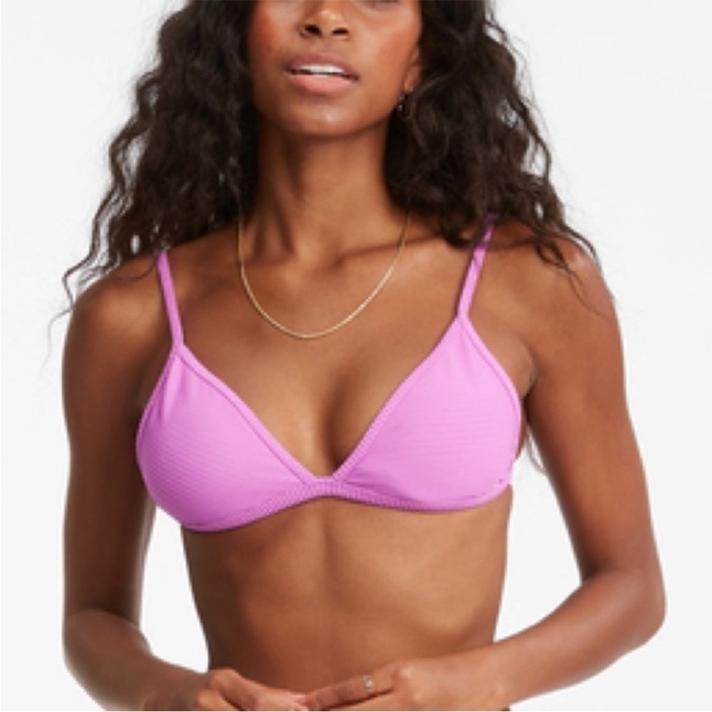 Billabong tan lines ribbed triangle bikini top size M NWT beach vacation swim